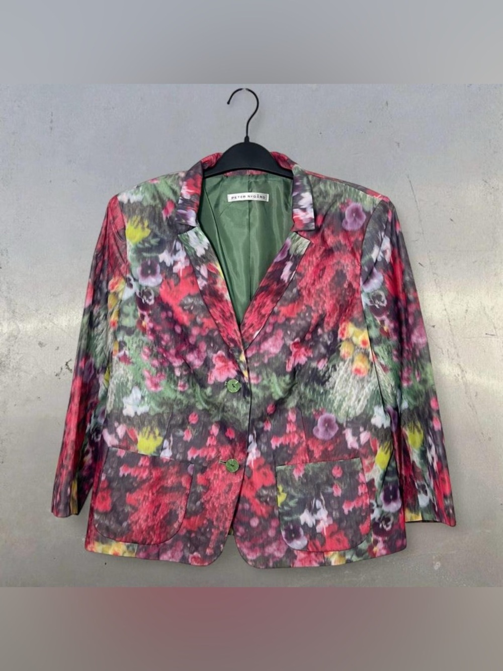 Peter Nygard Multicolor Floral Blazer with Green Lining